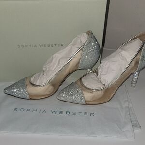 Sophia Webster Silver Crystal Embellished Heels
